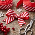 thumbnail image 1 of Christmas Red and White Stripe Polyester Grosgrain Ribbon for Gift Wrapping, Holiday Bows and Crafts, 1 of 6