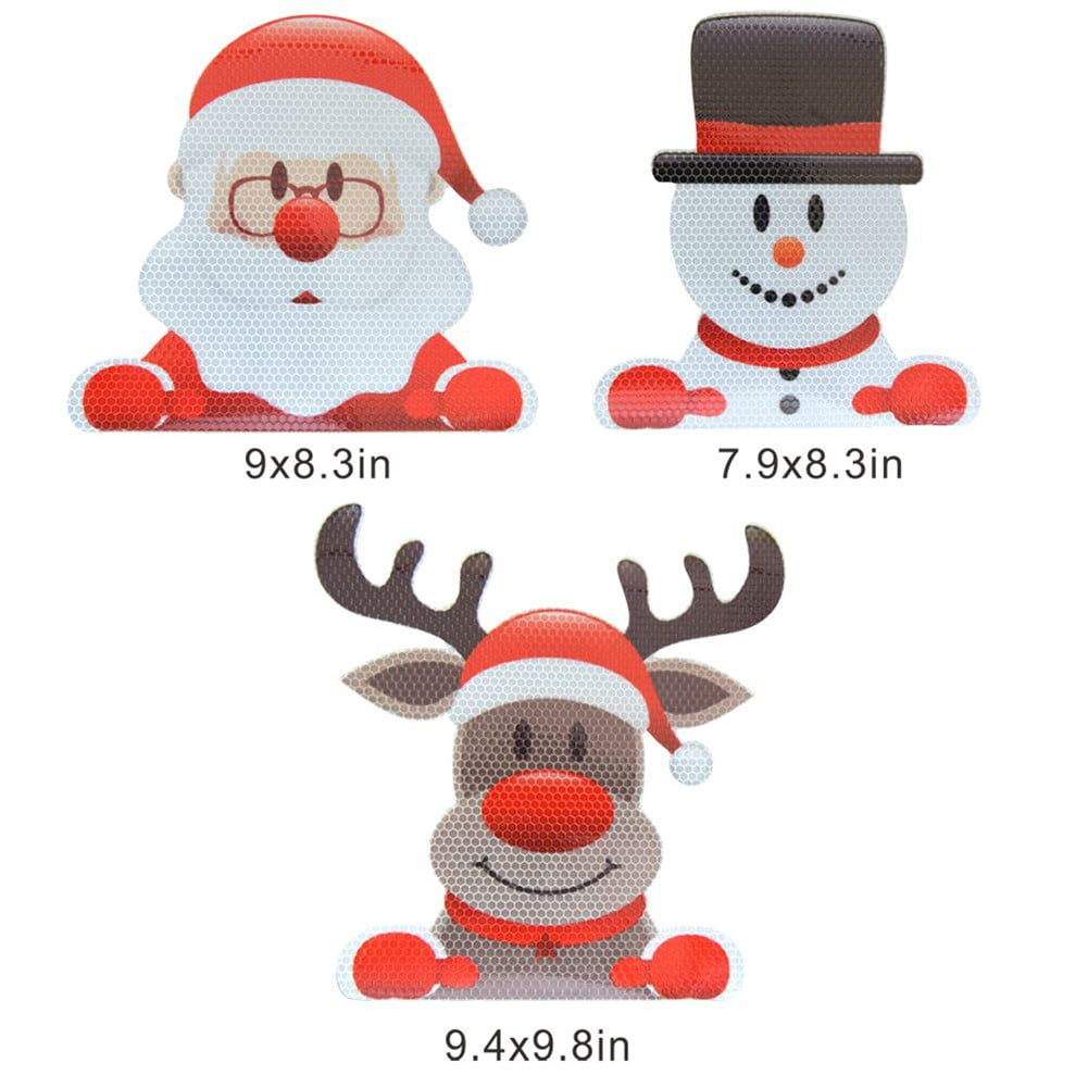 Christmas Reflective Santa Light Stickers Refrigerator Decals
