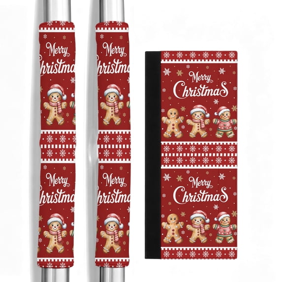 Christmas Refrigerator Door Handle Covers Set of 2, Red Golden Snowflake Winter Xmas Fridge Door Handle Protector Kitchen Appliance Cover for Refrigerator Oven Dishwashers Microwave
