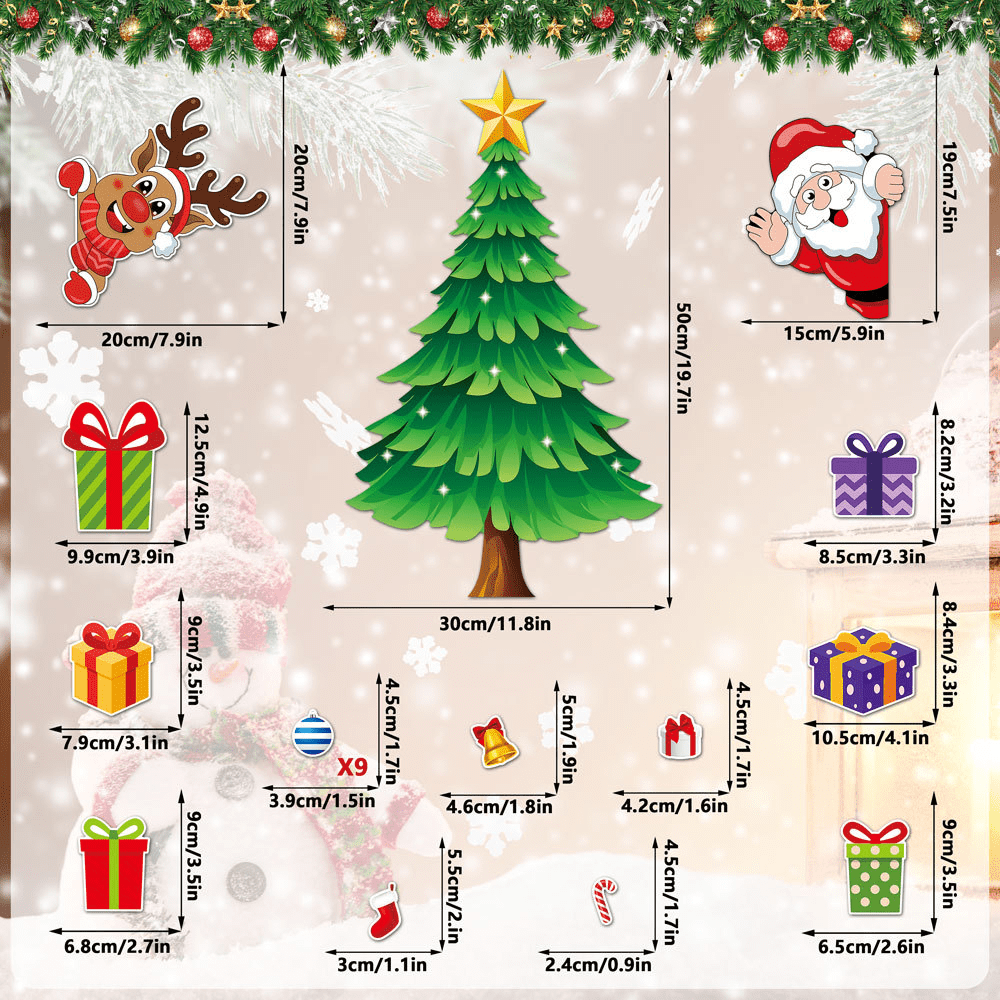 Christmas Refrigerator Magnets with Santa Reindeer Tree Decor, Holiday ...