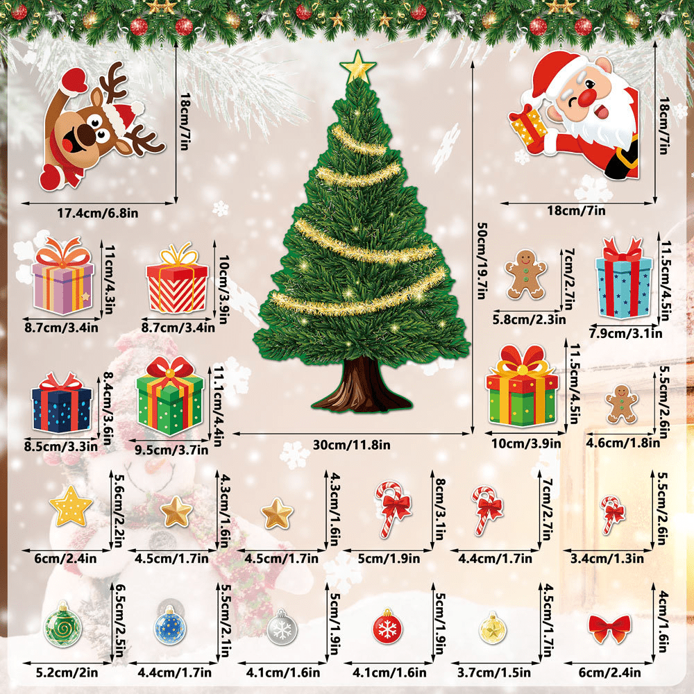 Christmas Refrigerator Magnets with Santa Reindeer Tree Decor, Holiday ...