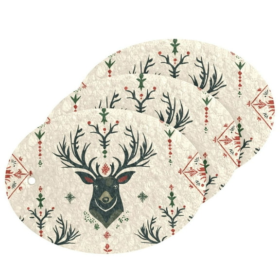 Christmas Reindeer 3 Dish Sponges Bulk Delicate Clean Non Scratch Compressed Sponges Kitchen Sponges BPA Free