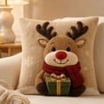 thumbnail image 1 of Christmas Reindeer 3D Throw Pillow Cover, 17.72 Inch Linen Cushion Case with Cartoon Design, Winter Holiday Decor for Sofa Bed, 1 of 6