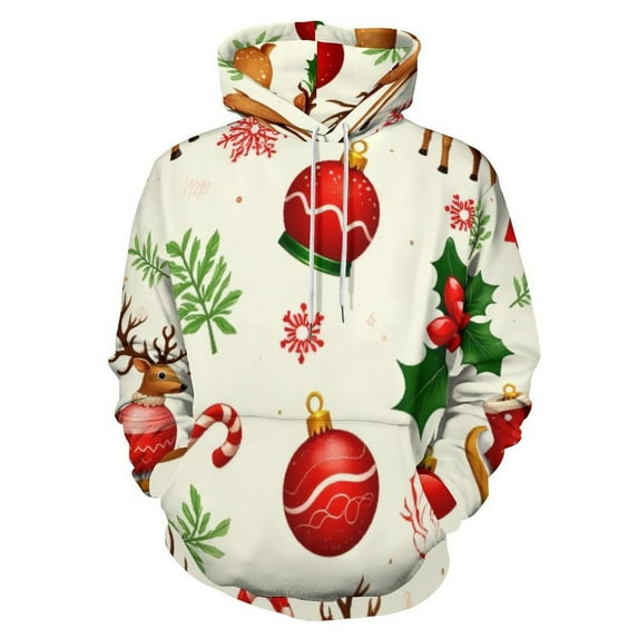 Christmas Reindeer And Ornaments Pattern 3D Print Hoodie Men Women