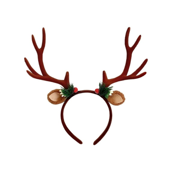 Christmas Reindeer Antler Headband – Oversized Velvet Bow Holiday Headdress for Adults and Kids – Cute Party Hair Accessory