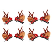 Christmas Reindeer Antlers Hair Clips, Hairpins with Deer Horn Ears, Christmas Hair Accessories, Pack of 4