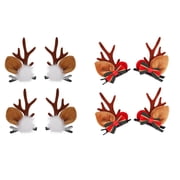 Christmas Reindeer Antlers Hair Clips, Hairpins with Deer Horn Ears, Christmas Hair Accessories, Pack of 4