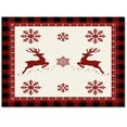 thumbnail image 1 of Christmas Reindeer Area Rug 4x6ft Snowflake Red Plaid Non-Slip Washable Square Rugs Soft Felt Indoor Floor Mat for Bedroom Kitchen Living Room Bathroom, 1 of 8