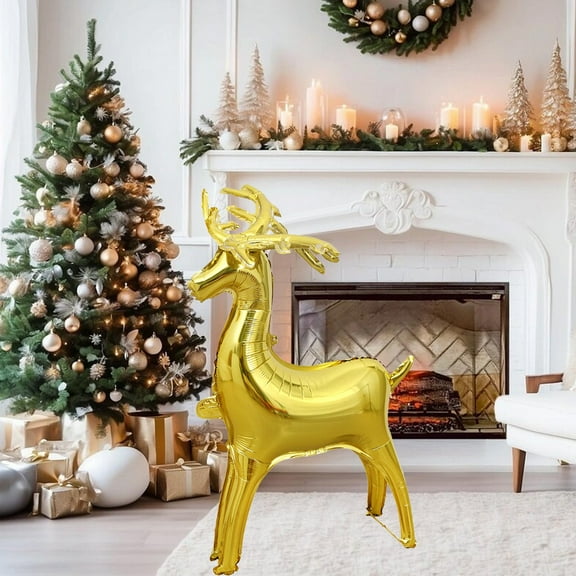 Christmas Reindeer Balloon, Large Standing Deer Foil Balloon Decoration, Inflatable Party Prop for Holiday Celebration, Christmas Tree Decor and Winter Wonderland Scene