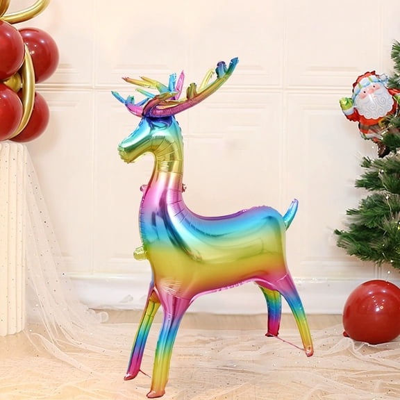 Christmas Reindeer Balloons Decorations 4pcs Christmas Foil Balloons Reindeer Balloon Christmas Balloons for Holiday, 4D Elk Set, Inflatable Standing Reindeer for Xmas New Year Party Decorations