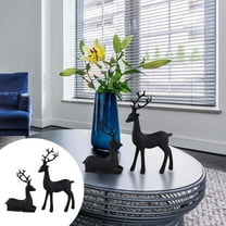Christmas Reindeer Decorations 2 Pack - Matte Black Resin Elk Statues for Indoor Holiday Decor, Living Room, Bedroom, Desk, TV Cabinet, Bookshelf, and Festive Tabletop Centerpieces
