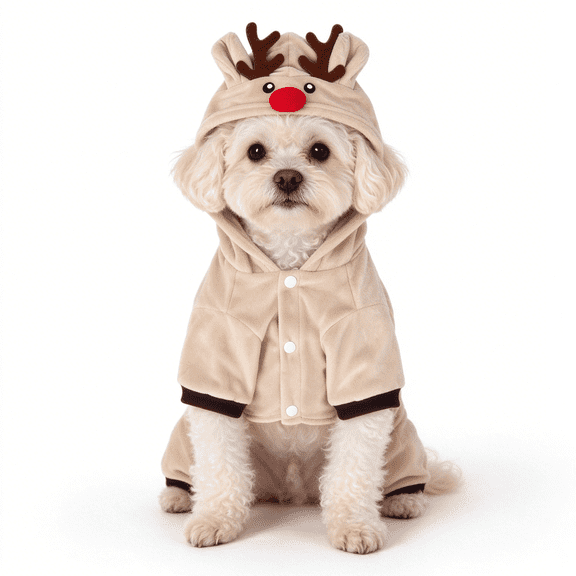 Christmas Reindeer Dog Hoodie Coat Cute Dog Winter Clothes,Reindeer shape Pet Dog Costume Jacket for French Bulldog Chihuahua Boston Terrier Dachshund