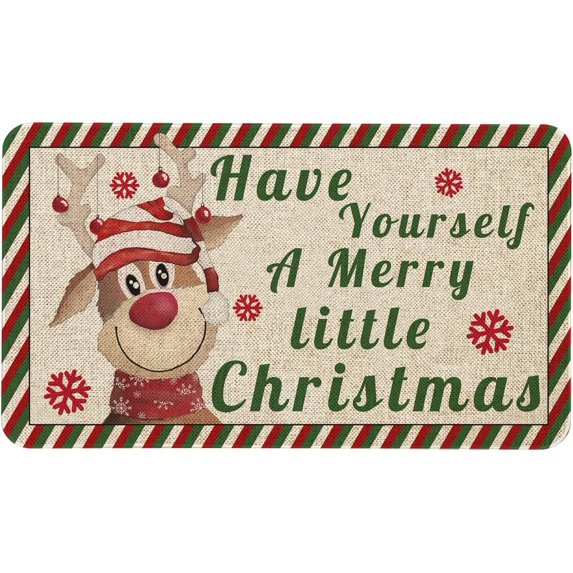 Christmas Reindeer Door Mat 30 X 17 Inch Have Yourself A Merry Little Christmas Doormat Indoor Outdoor Entrance Floor Rug Non Slip Winter Christmas Decor Rubber Welcome Mats