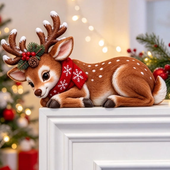 Christmas Reindeer Door Topper Decoration Festive Indoor Home Decor for Mantle Wall and Porch Holiday Display (Deer)