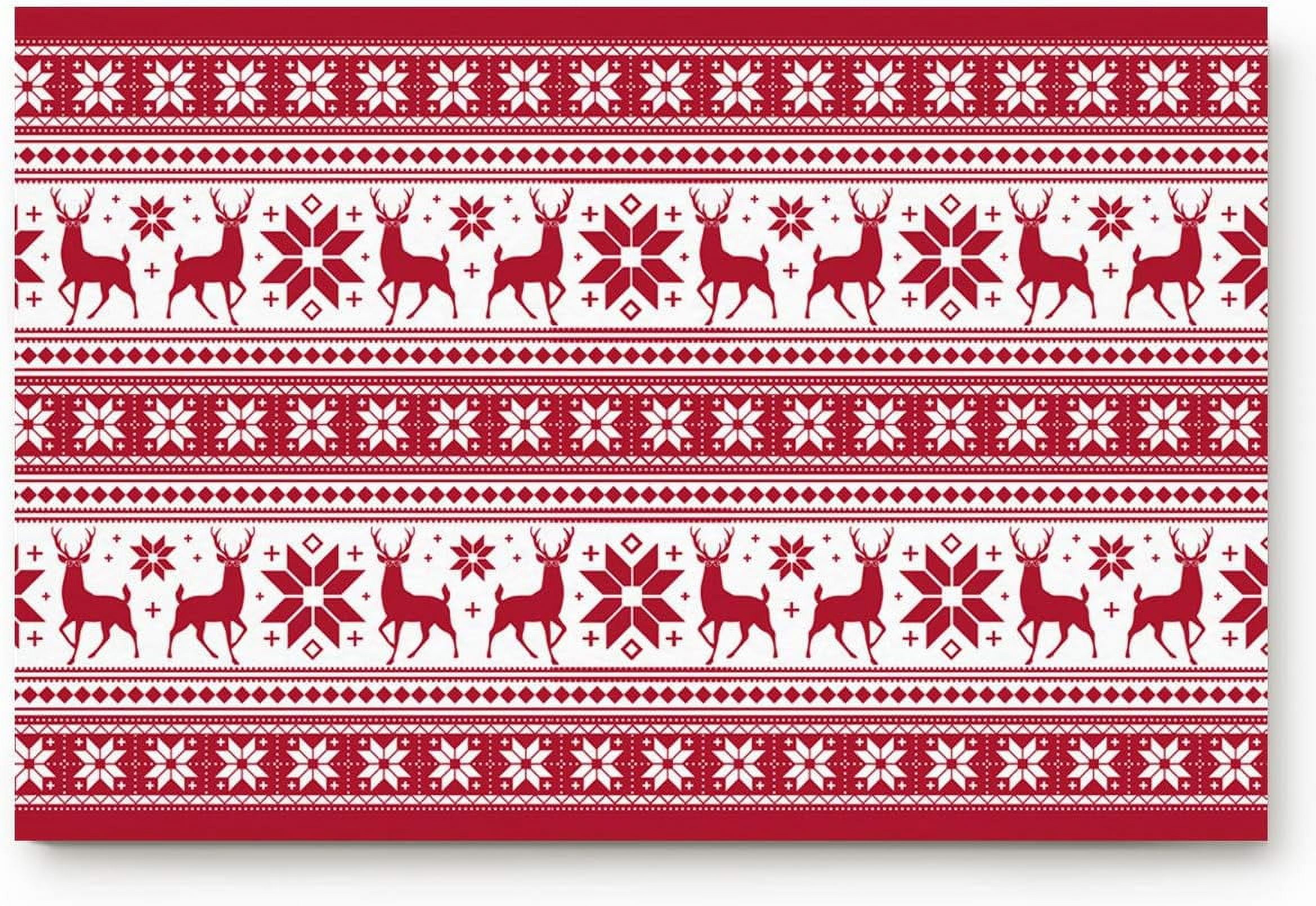 Christmas Reindeer Elk Snowflake Geometric Texture Red Indoor Doormat