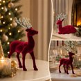 thumbnail image 1 of Christmas Reindeer Figurine,Burgundy Velvet Deer Statue with Glitter Antlers,Elegant Ornament for Table Centerpiece and Great Holiday Gifts, 1 of 9