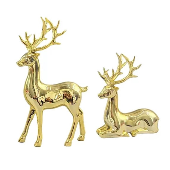 Christmas Reindeer Figurine Decor, Festive Home Figurine Christmas Holiday Elk Sculpture Ornamenttabletop Decor,Living Room Office Desk Decorative Statue
