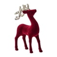 thumbnail image 1 of Christmas Reindeer Figurine, Flocked Velvet Red with Glitter Silver Antlers, 1 Pack Festive Standing Tabletop Ornament, Ideal for Home Holiday Winter Mantel Shelf Party Xmas Decor Display, 1 of 8