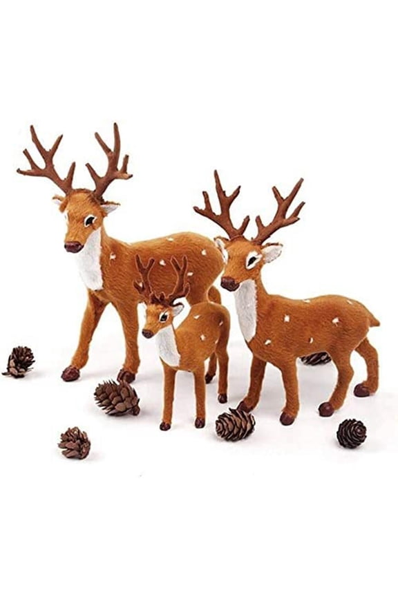 Christmas Reindeer Figurine Standing Deer Statue Sculpture Christmas Deer Figurine Plastic Deer Ornament Miniature Toy Xmas Desktop Table Centerpiece Decorations,1PC