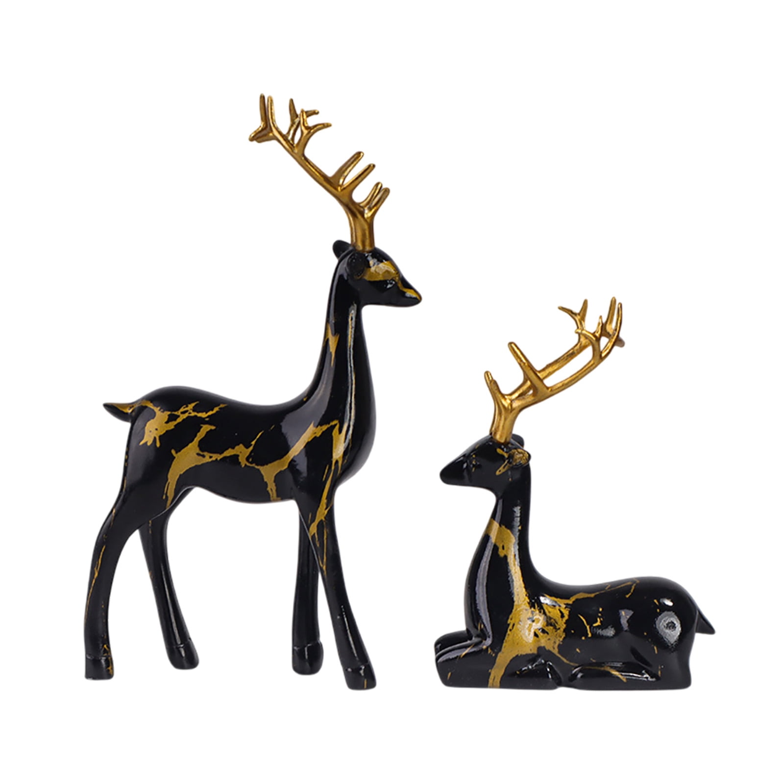 Christmas Reindeer Figurines 2pcs Set, 3D Elk Resin Statue for Home ...