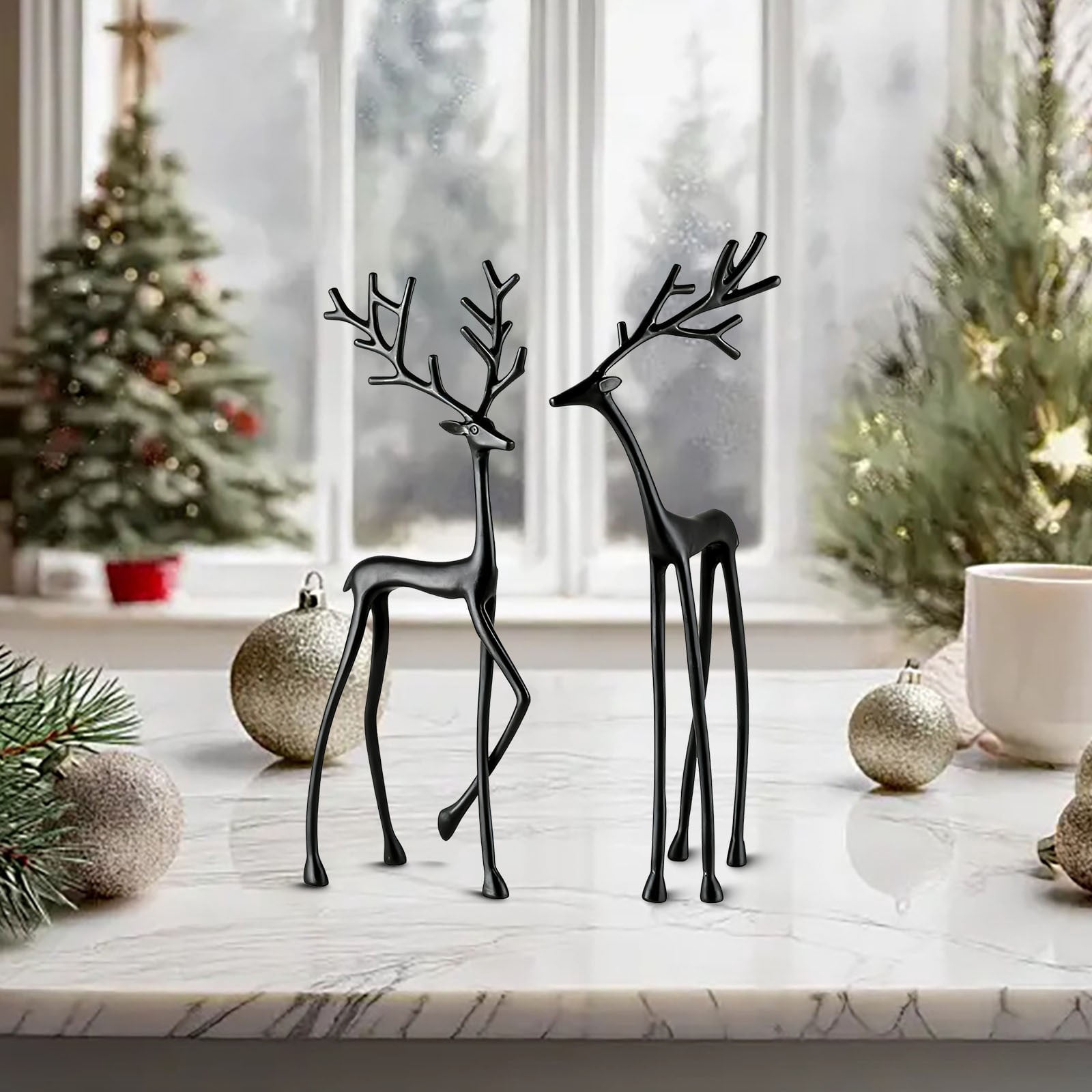 Christmas Reindeer Figurines For Centerpieces Black Reindeer Christmas