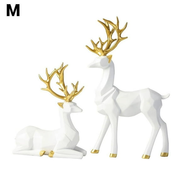 Christmas Reindeer Figurines Decor, Nordic European , Resin Deer Statue, Fireplace Window Desk Bedroom Shelf Ornament for Home Living Room Office Decoration