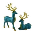 thumbnail image 1 of Christmas Reindeer Figurines Decorations Sitting & Standing Deer Statues Elk Figurine for Home Table Decor Wine Cabinet, 2Pcs, Blue, 1 of 6