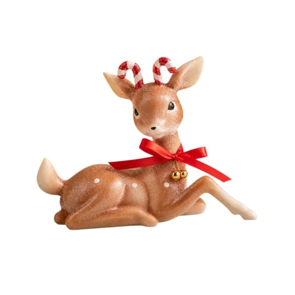 Christmas Reindeer Figurines, Vintage Resin Reindeer, Reindeer Decor Deer Statues Sculpture Tabletop Ornaments for Cabinet Mantel Shelves Fireplace Home Dcor Accents Collectible Figurines