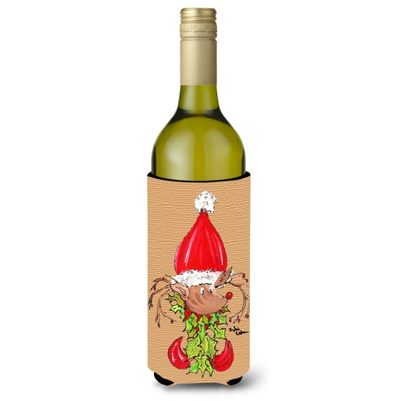 Christmas Reindeer Fleur de lis Wine Bottle Hugger