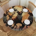 thumbnail image 1 of Christmas Reindeer Flying Round Tablecloths Table Covers with Elastic Polyester Fitted Tablecloth Circular Table Cover, 1 of 8
