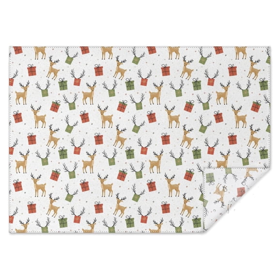 Christmas Reindeer Gift Antler White Pattern Rectangular Tablecloth 60x84 Inch, Waterproof Stain Resistant Decorative Table Cover for Dining, Party & Wedding