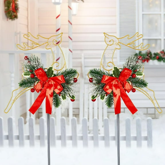 Christmas Reindeer Ground Stake LED Lights Decoration, Christmas Grave Decoration, Outdoor Christmas Lawn Garden Yard Christmas Decoration
