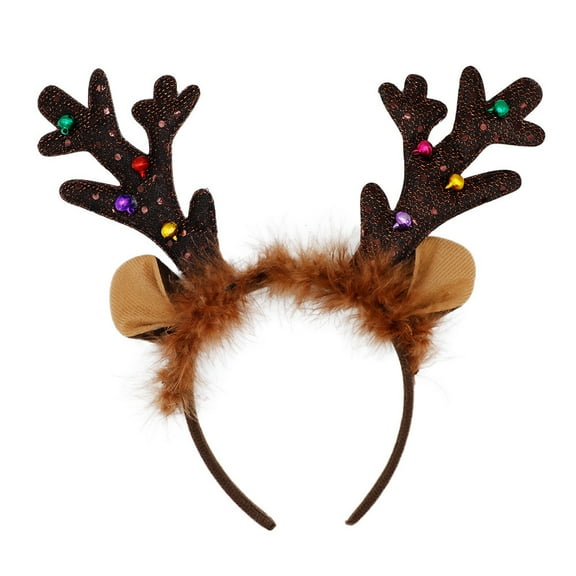 Christmas Reindeer Headbands - Reindeer Ears Headbands with Glitter and Jingling Bells for Christmas, Party, Holiday Hair Accessories