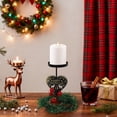 thumbnail image 1 of Christmas Reindeer & Heart Metal Candlestick - Table Centerpiece with Wreath & Red Berries - Festive Holiday Decor Enhancing Warm Ambiance for Christmas Gatherings & Home Tables, 5.31*4.33in, C, 1 of 6