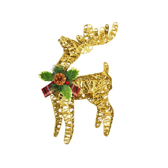 Christmas Reindeer Iron Art Decoration Glowing Look Up Reindeer Figurine with Warm LED Lights, 11.8 Inch Tall Ornament for Christmas Decorations Indoor Tree, Yard, Porch & Indoor Display