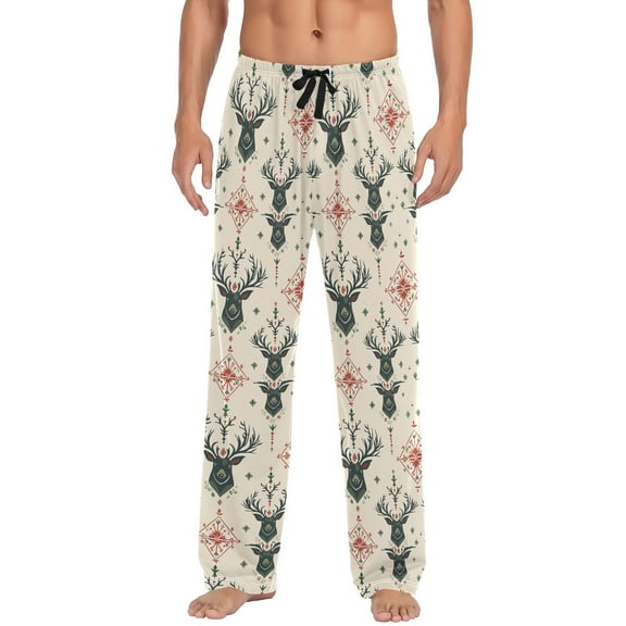 Christmas Reindeer Men's Pajama Pants with Pocket Lounge Pants Pajama Sleep Pant Pj Comfortable