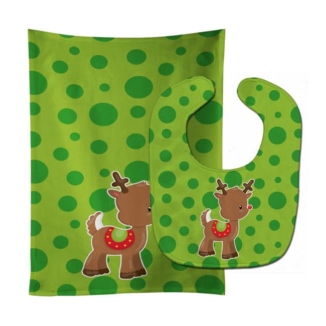 Christmas Reindeer No.3 Baby Bib & Burp Cloth