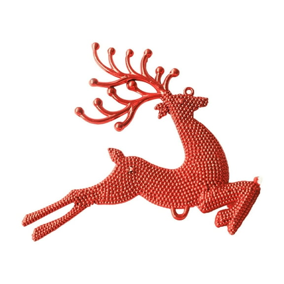 Christmas Reindeer Ornament Red Plastic Deer Hanging Decoration for Christmas Tree Holiday Home Festival Decor with Antlers