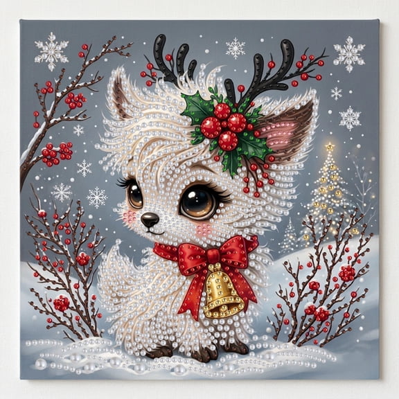 Christmas Reindeer Pearl Art Kits for Adults,5D Holiday Jewel Diamond Painting Wall Decor, 12x12 inch