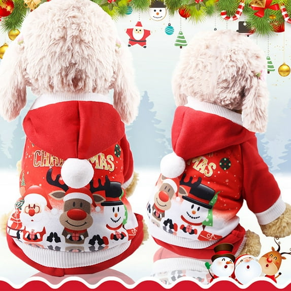 Christmas Reindeer Pet Dog Clothes Dog Sweater Soft Thickening WarmChristmas Dog Clothes Pet Clothes And Winter Warm Fleece Sweater Supplies Blessing Bag Pocket
