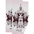 thumbnail image 1 of Christmas Reindeer Pink Hand Towels 2 PCS, Xmas Winter Snowflakes Kitchen Towel Ultra Soft and Highly Absorbent,Decorative Fingertip Face Towel for Bathroom Hotel, 28.3"x14.4", 1 of 5