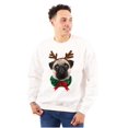 thumbnail image 1 of Christmas Reindeer Pug Adorable Unisex Plus Fleece Graphic Sweatshirt Brisco Brands 2X, 1 of 5