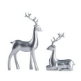 thumbnail image 1 of Christmas Reindeer Sculptures (2-Pack) - Elegant Resin Elk Statues for Holiday Decor, Xmas Table Centerpieces & Mantel Displays - Silver & Gold Deer Figurines, 1 of 8
