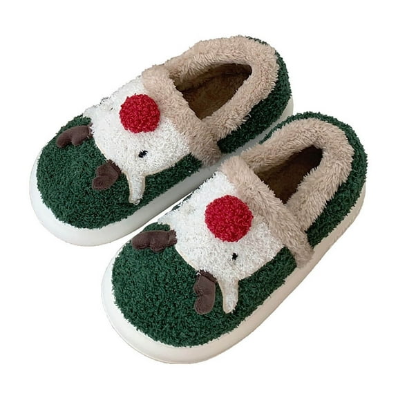 Christmas Reindeer Slippers House Shoes for Women Fluffy Soft Cozy Bedroom Cartoon Plush Cute Slippers for Indoor Outdoor Use