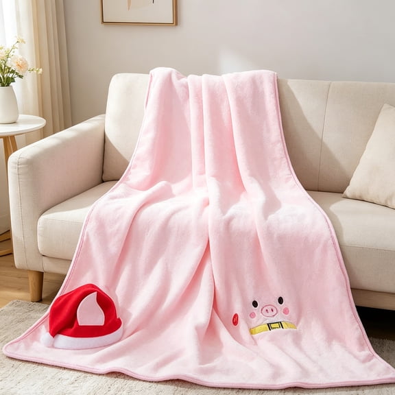 Christmas Reindeer Snowman Flannel Throw Blanket,Soft Polyester Fleece Sofa Bed Nap Blanket for Home,Couch,Holiday,Party,Gift Decor,32"x39"