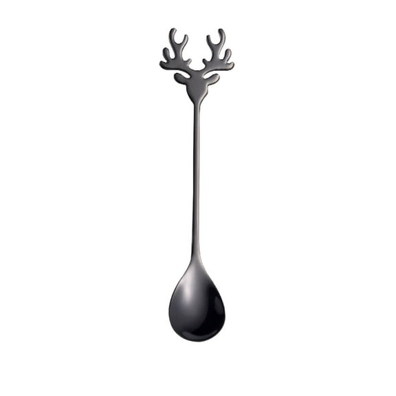 Christmas Reindeer Spoon | 304 Stainless Steel Coffee Stirring Spoon | Dessert & Ice Cream Spoon | Bar Mixing Spoon | Titanium Rainbow Plating