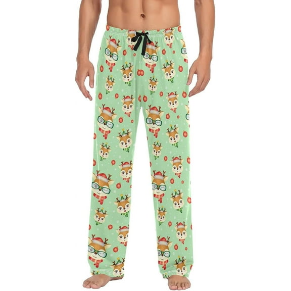 Christmas Reindeer Squirrel Pajama Pants Mens Lounge Pants Super Soft Men Pajama Bottoms with Drawstring & Pockets