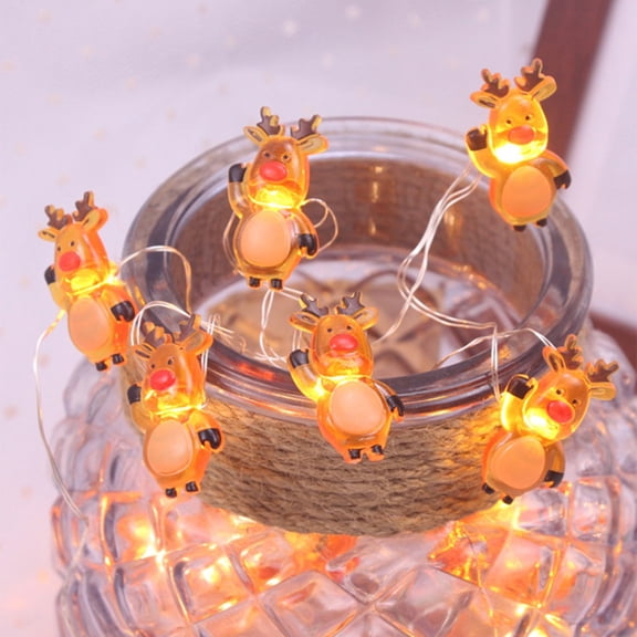 Christmas Reindeer String Lights 9.8ft – Battery Powered Warm LED Copper Wire Lights for Tree, Window, Porch – Elk Shaped Holiday Indoor Decoration