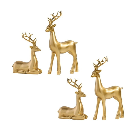 Christmas Reindeer Table Ornaments Christmas Decoration Indoor Decoración De Navidad Para Sala Decoracion Navideña Interior Christmas Decorations for Home Indoor Outdoor Resin,4PCS ,Gold