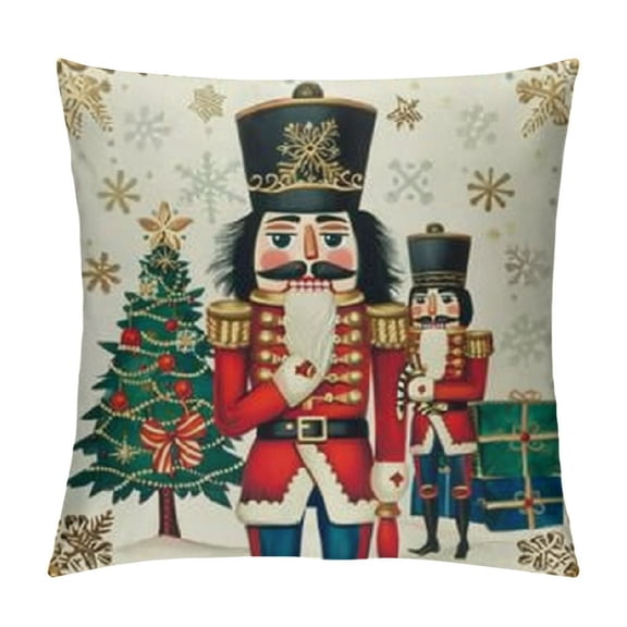 Christmas Reindeer Throw Pillow Covers Nutcracker Santa Claus Snowman Decorative Pillows for Sofa Couch Winter Holiday Decor